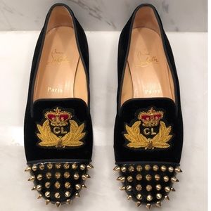 Christian Louboutin Black velvet intern loafers